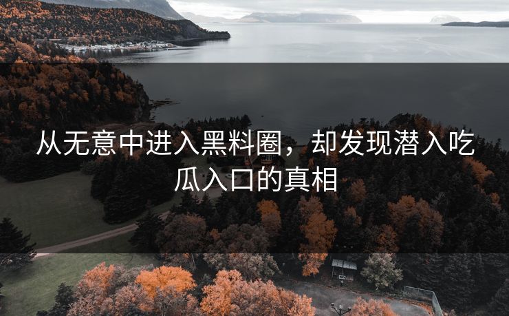 从无意中进入黑料圈，却发现潜入吃瓜入口的真相