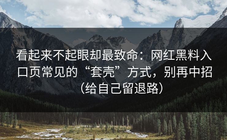 看起来不起眼却最致命:网红黑料入口页常见的“套壳”方式,别再中招(给自己留退路)